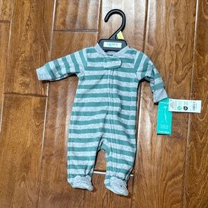 NWT Preemie Carter's Teal and Gray Striped Baby Footie